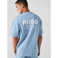 Hugo Blue Nalono Oversized International Logo Back Print T-Shirt - Light Blue
