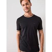 Boss H-Tessler 200 Slim Fit Contrast Collar T-Shirt - Black