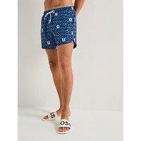 Hugo Bodywear Tortuga All Over Logo Swim Shorts - Blue