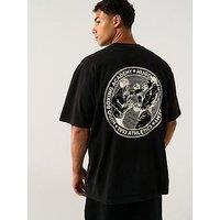 Hugo Oversized Fit Back Print Dwresto Sport Print T-Shirt - Black