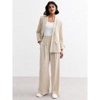 New Look Cream Striped Wide Leg Tailored Trousers
