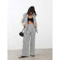 River Island Polka Dot Wide Trousers - White