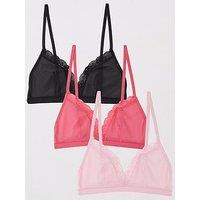 Dorina Misha 3Pk Non Padded Bralette - Pink/Black