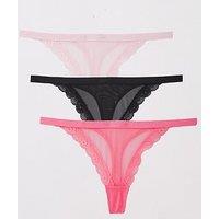 Dorina Misha 3Pk String - Pink/Black
