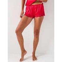 Dorina Lyra Satin Lace Trim Shorts - Red