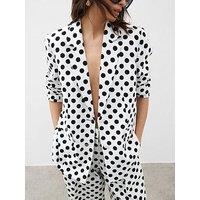 River Island Polka Oversize Blazer - White