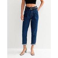 New Look Blue Denim Paperbag Waist Jeans