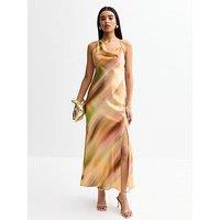 New Look Multicoloured Ombre Print Satin Midi Dress - Multi