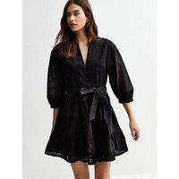 New Look Broderie Anglaise Mini Dress - Black