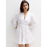 New Look Broderie Anglaise Mini Dress - White