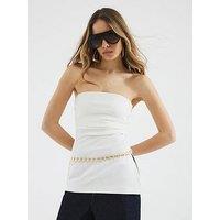 River Island Drape Bandeau Top - Cream