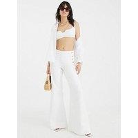 River Island Palazzo Button Pants - White
