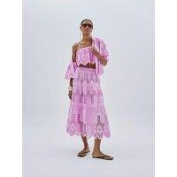 River Island Maxi Broderie Cutwork Skirt - Pink