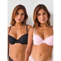 Dorina Willa 2Pk Plight Padded Demi Bra - Black/Pink
