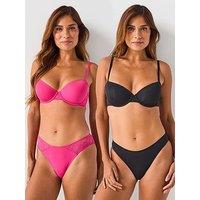 Dorina Willa 2Pk Light Padded Demi Bra - Pink/Black