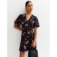 New Look Chilli Print Tie Front Mini Dress - Black