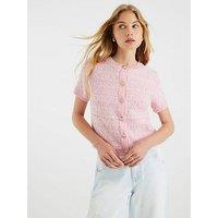 River Island Short Sleeve Boutique Cardigan - Pink