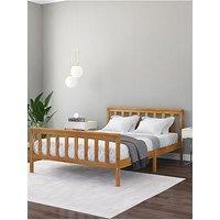 Very Home Clayton Double Wooden Bed - Bed Frame With Memory Mattress