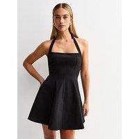 New Look Halterneck Flared Mini Dress - Black
