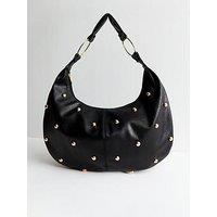 New Look Faux Leather Studded Handbag - Black