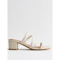 New Look Faux Leather Block Heel Mule Sandals - Off White