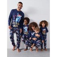 The Very Collection Mens Disney Lilo & Stitch Festive Family Pyjamas - Blue