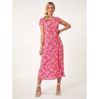 Roman Petite Abstract Print Crinkle Midi Dress