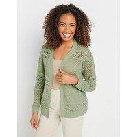 M&Co Edge To Edge Crochet Cardigan - Sage Green
