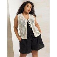 Yours Curve Double Gauze Flippy Short - Black