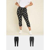 Yours Curve Crop 2 Pack Legging - Black
