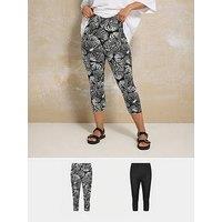 Yours Curve Crop 2 Pack Legging - Black