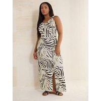 Yours Curve Zebra Strappy Dress - Green