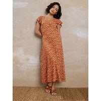 Pixiegirl Petite Ditsy Flutter Sleeve Midi Dress