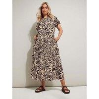 Yours Curve A-Line Flare Dress - Brown