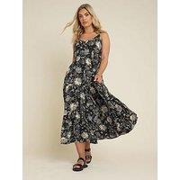 Yours Curve Tiered Crinkle Maxi Dress - Black