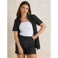 Long Tall Sally Embroidered Hem Shorts - Black