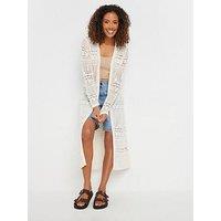 M&Co Maxi Crochet Cardigan - Cream