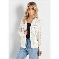 M&Co Petite Pointelle Edge To Edge Cardigan - Cream