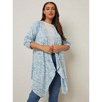 Yours Curve Tab Detail Cardigan - Blue
