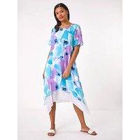 Roman Abstract Print Double Layer Shift Dress
