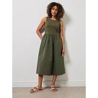 M&Co Sleeveless Midi Dress - Khaki Green