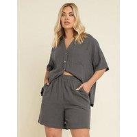 Yours Curve Cheesecloth Short - Black
