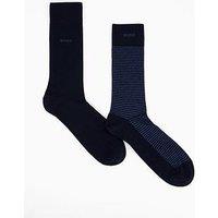 Boss 2 Pack Striped Crew Socks - Navy
