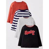 Mini V By Very Boys 4 Pack Boston Varsity Long Sleeve T-Shirts - Multi