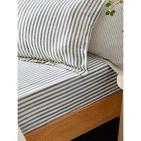 Yard Hebden Stripe 100% Cotton Fitted Sheets Or Pillowcases - Navy