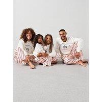 The Very Collection Mens Family Christmas Pj Embroided Brushed Sweat And Woven Bottom - Cream