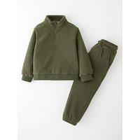 The Very Collection Boys Polar Fleece Funnel Neck Tracksuit Set - Khaki