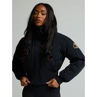 Zavetti Canada Ossani Split Hood Crop Puffer Bomber Jacket - Black