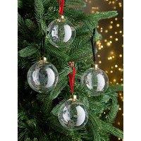 Very Home Set Of 4 Folk Glass Christmas Tree Baubles