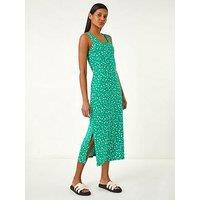 Roman Cotton Speckled Print Midi Dress - Green